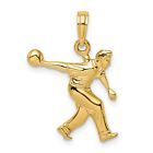 Male Bowling Charm In Real 14k Yellow Gold