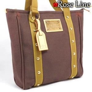 Louis Vuitton Antigua Cava MM Tote Bag Blanc Brown x Khaki M40086 - Picture 1 of 14