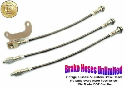 КОМПЛЕКТ ТОРМОЗНЫХ ШЛАНГОВ ИЗ НЕРЖАВЕЮЩЕЙ СТАЛИ Mercury Monterey 1969 Ранний, До 4-1-69, Передний Барабан - Изображение 1 из 2