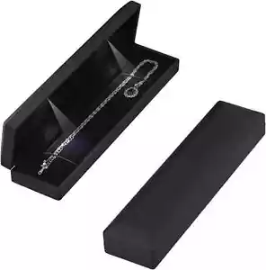 Long Chain Necklace Jewelry Gift Box Case with LED Light, Elegant Velvet Necklac - Picture 1 of 3
