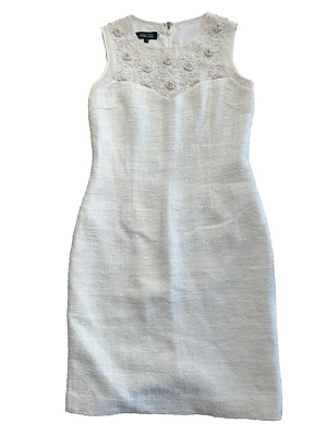 Vestido Teri Jon Sin Mangas Sólido Floral Detalle Cuentas Marfil Talla 8 Boda Costera Foto 1 de 4