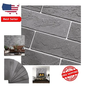 100 Vintage Grey Faux Brick Wall Tiles - 3D Textured Panels for Versatile Spaces - Picture 1 of 9