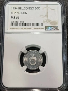 1954 MS66 Belgian Congo 50 Centimes NGC KM 2 only 1 Graded Higher Ruan-Urun - Picture 1 of 2