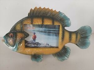 Rivers Edge Fish Picture Frame For 3.5x5" Photo Rustic Lodge Wall or Table Green