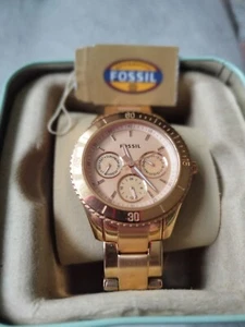 Fossil Stella Watch Women Rose Gold Tone ( Non Rotating Bezel) - Picture 1 of 7