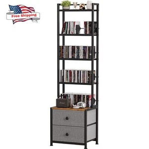 CD DVD 5 Tier Rack Storage Organizer Media Cabinet Tower Shelf Multimedia Holder - Picture 1 of 7
