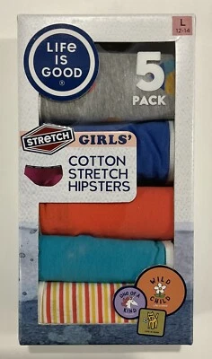 *NUEVO EN CAJA* Life Is Good Hipsters de algodón elástico “niñas talla L” (paquete de 5) Foto 1 de 2