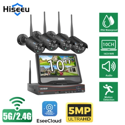 Hiseeu Sistemas de Cámara de Seguridad para el Hogar CCTV 5MP Exterior Wifi10ch NVR Kit de Monitor Foto 1 de 4