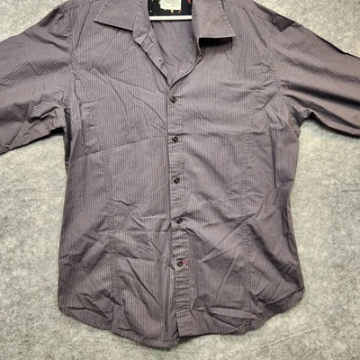 Camisa de vestir Guess Marciano para hombre manga larga con botones gris a rayas talla XL/TG Foto 1 de 4