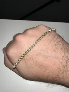 10K Yellow Gold 3mm 7.5” Round Box Link Bracelet 4.5g Stylish Comfortable - Picture 1 of 3
