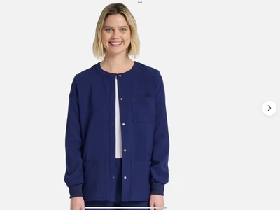 Chaqueta de calentamiento elástica azul marino Scrubstar para mujer con bolsillos talla XS S XL 2XL 3XL Foto 1 de 4