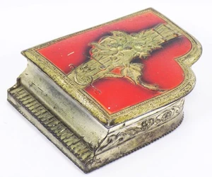 Vintage / Klavier Schmuckschatulle / rot & silberfarben / NUR KORPUS / ROSA INNENAUSSTATTUNG / RESTAURIEREN - Bild 1 von 5