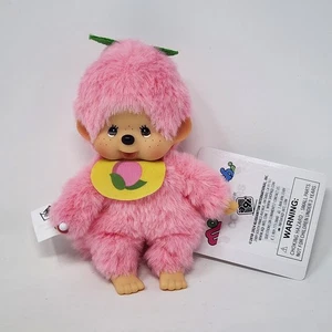 Monchhichi Mascot Sekiguchi PEACH Fruit Colors Pink 5 inch Plush Doll NEW  - Picture 1 of 8