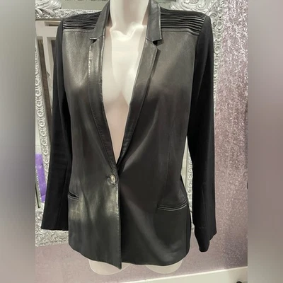 Helmut Lang Lambskin Leather & Wool Blazer - Image 1 of 4