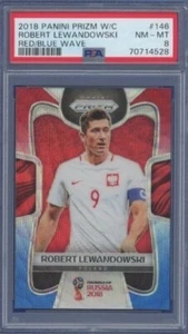 2018 Panini Prizm Weltmeisterschaft #146 Robert Lewandowski PSA 8 rot blau Welle Polen - Bild 1 von 2