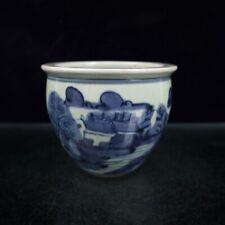 4" Chinese Blue-and-white Porcelain Red Glaze Mountain Water Scenery Small Pot