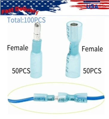 100X 16-14AWG Waterproof Heat Shrink Bullet Male Female Crimp Terminal Connector - Image 1 of 4