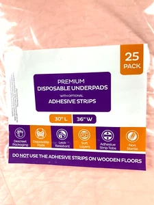 (25) Premium, 30 x 36, Disposable Underpads w/Adhesive Strips - Picture 1 of 6