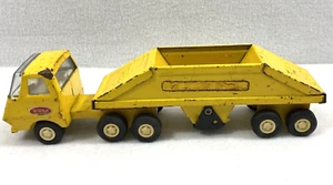 Vintage 1970’s Tonka Mini Bottom Dump Tractor Trailer Yellow Pressed Steel Toy - Picture 1 of 6