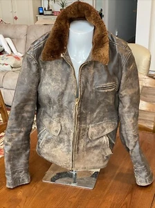 WW2 Era bomber Flight Coat Jacket Fighter Pilot Genuine Horsehide Talon Zipper - Picture 1 of 24