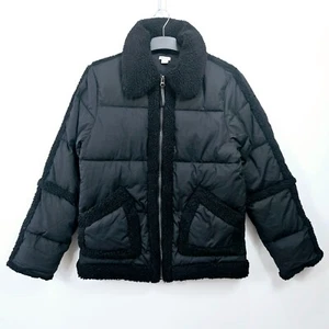 Urban Outfitters - Kimchi Blue Borg Trim Puffer Jacket - Black - UK 8 - RRP £89 - Picture 1 of 6