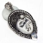 Carved Face Fiery Opalite Pendant| Beautiful Latest Gifts Size 2.5" AU G020