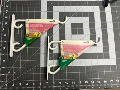 NOS 2-pack lot National Hardware N274-548 hanging plant Wall Bracket white 8" - Image 1 of 3
