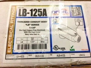 Orbit Threaded Conduit Body LB-125A ,1-1/4" Die Cast w/ cover, 2 units per box - Bild 1 von 2