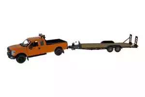 Sword SW1150-OK Ford F250 w/Utility Trailer - Orange & Black - 1/50 Die-cast MIB - Picture 1 of 1