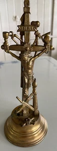 Crucifijo de Altar Religioso Cruz de Pie Arma Christi Jesús Núcleo Gótico Decoración De Colección - Imagen 1 de 15