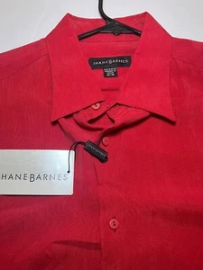 Jhane Barnes Cupro Shirt M Red Long Sleeve Button Down NWT $132 - Picture 1 of 8