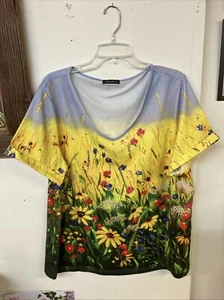 Just Fashion Now Women's Size 2XL Floral Multicolor Floral Top S Sleeve - Picture 1 of 5