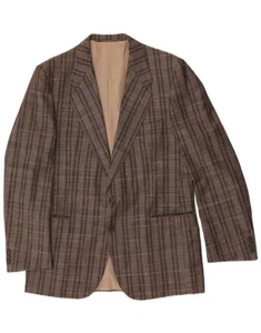 JAEGER Mens 2 Button Blazer Jacket IT 52 XL Brown Check Wool AE03 - Picture 1 of 3