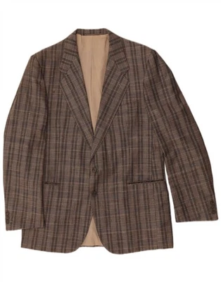 JAEGER Mens 2 Button Blazer Jacket IT 52 XL Brown Check Wool AE03 - Image 1 of 3