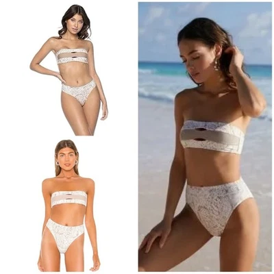 Parte inferior de bikini descarada cintura alta bandeau (D) y bloque de color PilyQ (M) en cobra Foto 1 de 4