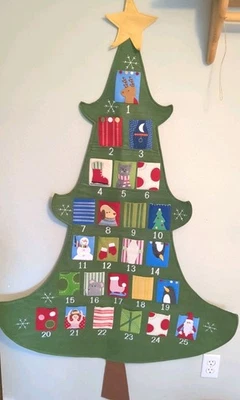 Pottery Barn Kids 58" Hanging Christmas Tree Advent Calendar w/No Monogram - Image 1 of 4