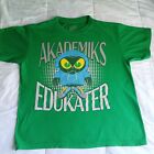 AKADEMIKS EDUKATER MENS GREEN & SILVER T-SHIRT LARGE HIP HOP Y2K GREAT CONDITION