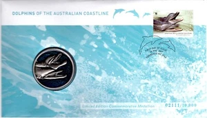 2009 DOLPHINS of the AUSTRALIAN COAST: LTD.ED. 02111/10,000 STAMP & MEDALLION - Imagen 1 de 1