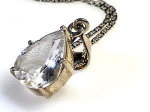 Vintage Sterling Silver Pendant Necklace 925 Crystal 6.67g - Picture 1 of 9