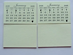 LOT OF 2 MINI 2025 MONTHLY TEAR OFF GOOD QUALITY CALENDAR PADS BACK CARD STOCK - Picture 1 of 2