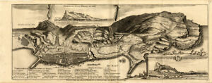 Antique Map-GIBRALTAR-SPAIN-FORTRESS-RABBIT-Weege-1753