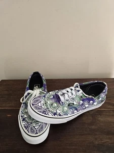 Unisex Paar Vans Era Bandana Batik Totenkopf lila grün Turnschuhe M10,5/W12 - Bild 1 von 9