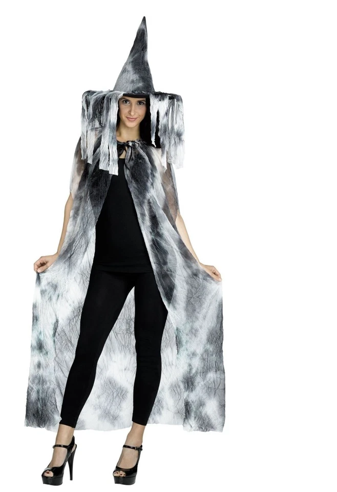 Disfraz de Halloween con capa y sombrero tie dye blanco y negro para niñas - talla única Foto 1 de 1