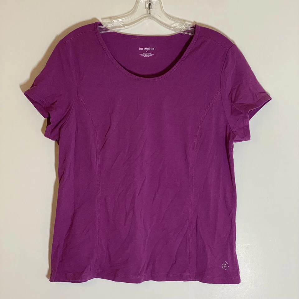 Camisa Be Inspired Para Mujer Grande Púrpura Manga Corta Atlética Correr Entrenamiento Top Foto 1 de 4