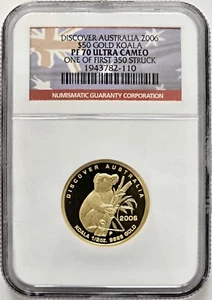 2006 Discover Australia 1/2 oz Gold Koala NGC PF 70 Ultra Cameo One of First 350 - Picture 1 of 4