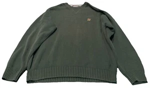 Tommy Hilfiger Sweater Long Sleeve Mens XL Vintage Green Crew Neck Heavy Cotton - Picture 1 of 5