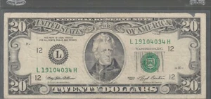 1993 (L) $20 Twenty Dollar Bill Federal Reserve Note San Francisco Vintage Money - Picture 1 of 2