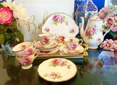 ¡Precioso! Juego de té de 15 piezas Royal Albert American Beauty 1941 vintage.Como nuevo Foto 1 de 4