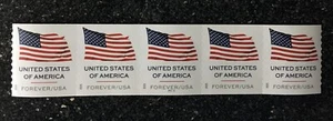 2025USA #6017 Forever US Flag - PNC Plate (#P1111) Coil Strip of 5 (APU) - Picture 1 of 2