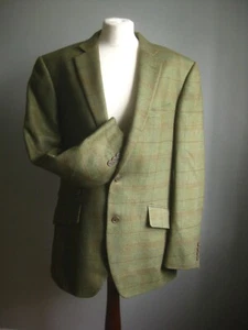 VINTAGE TWEED JACKET BLAZER 42r 100% wool retro green red check VIYELLA lindyhop - Picture 1 of 21